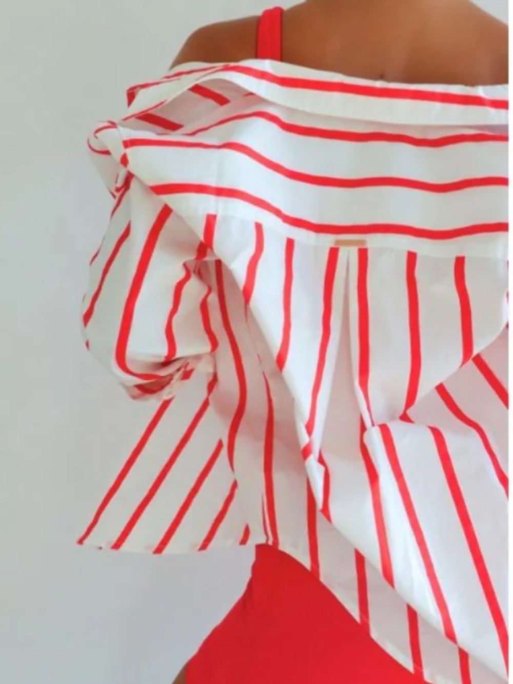 Women's Long sleeved Button Down Shirt - Mabelle Redstripe